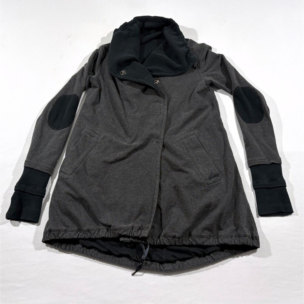 Lululemon Gratitude Wrap Jacket Womens Gray Snap Up Sweater Grunge Punk Sz 4